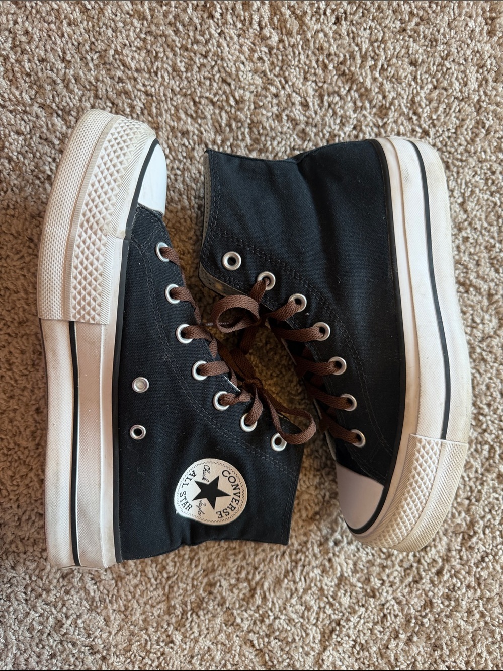 Black Platform Converse High Top Sneakers Women’s Size 7.5 - Picture 3 of 7